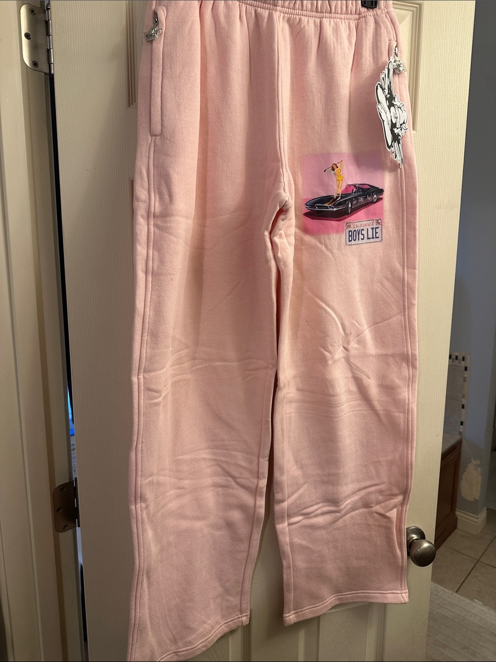 Pink Boys Lie Graphic Sweatpants